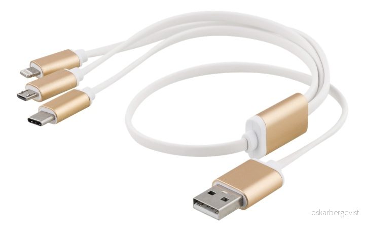 EPZI Multi-lader, USB-C, Lightning, Micro USB, USB-A, 50 cm, hvit v:3959904