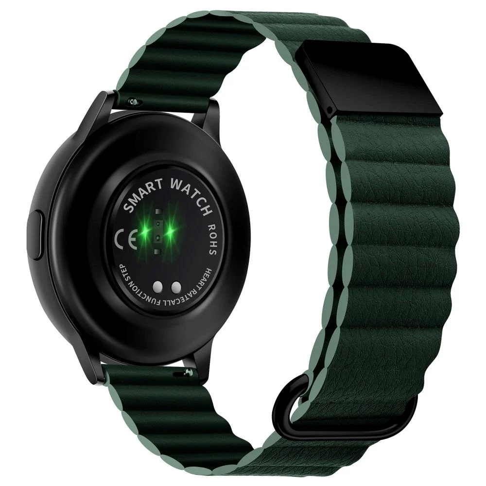 Smartwatch-Rem 20 mm Magnetisk Litchi-Skinn - Grønn / Svart v:5473769