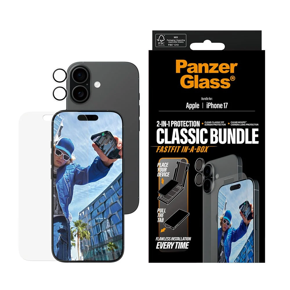 PanzerGlass iPhone 17 2-in-1 Classic Bundle – Skjermbeskytter + Kamera v:4906294 PanzerGlass iPhone 17 2-in-1 Classic Bundle – Skjermbeskytter + Kamera v:4906294