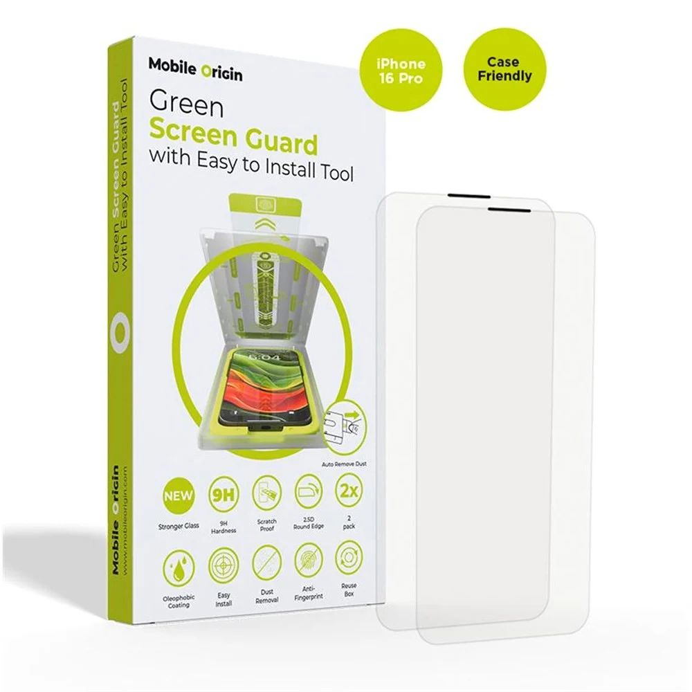 Mobile Origin Skjermbeskytter - Herdet Glass - 2-stk. - iPhone 16 Pro v:3676784