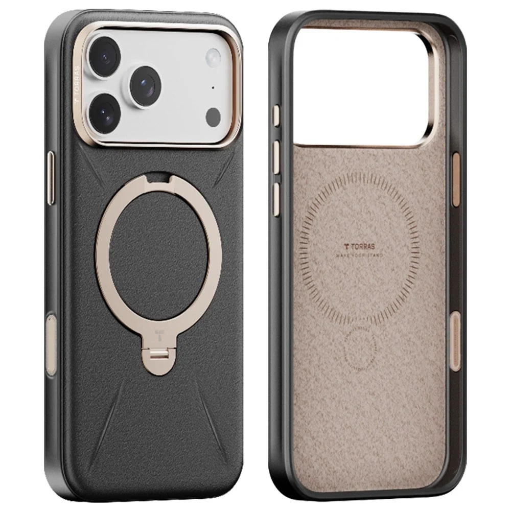 TORRAS iPhone 17 Pro Max Ostand Spin Kunstskinn Deksel m. Roterende Ki v:2255932