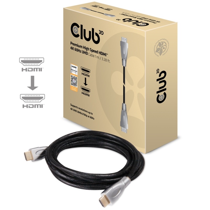CLUB3D Premium høyhastighets HDMIT 2.0 4K60Hz UHD-kabel 1 m/ 3,28 ft sertifisert v:5332141 CLUB3D Premium høyhastighets HDMIT 2.0 4K60Hz UHD-kabel 1 m/ 3,28 ft sertifisert v:5332141