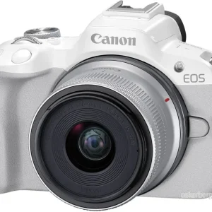 Canon EOS R50 systemkamera, hvit + 18-45 mm objektiv v:8285368 Canon EOS R50 systemkamera, hvit + 18-45 mm objektiv v:8285368
