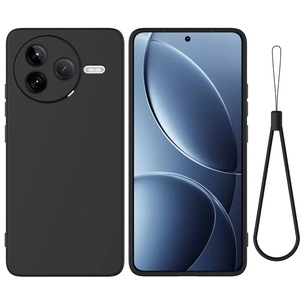 Xiaomi Poco F7 Pro EIDERWOOD Silikon Deksel m. Rem – Svart v:8333059