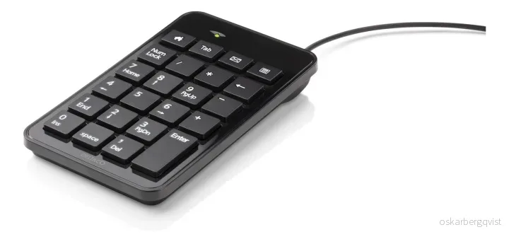 DELTACO numerisk tastatur, 23 taster, 4 medietaster, USB, svart v:4186857