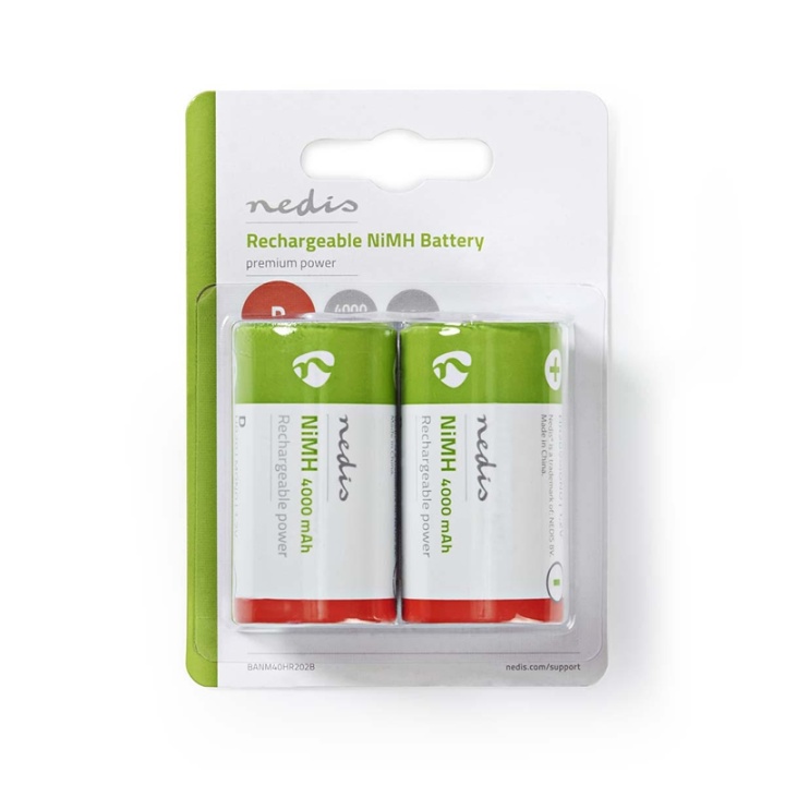 Nedis Oppladbare batteri D | 1.2 V DC | 4000 mAh | Forhånds ladet | 2-Pakke | HR20 v:2356493 Nedis Oppladbare batteri D | 1.2 V DC | 4000 mAh | Forhånds ladet | 2-Pakke | HR20 v:2356493