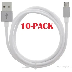 10-PACK kabel USB-A – MicroUSB 2,4A, 1 m, hvit v:1948147 10-PACK kabel USB-A – MicroUSB 2,4A, 1 m, hvit v:1948147