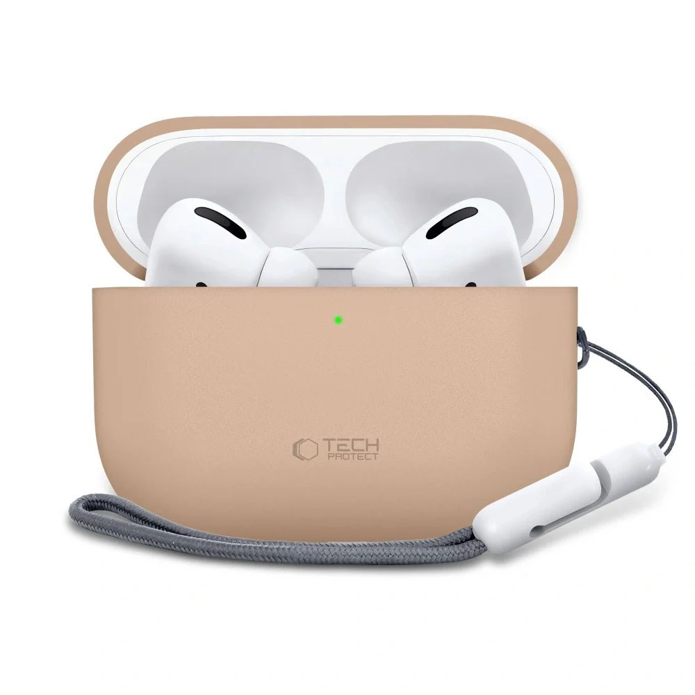 Apple AirPods Pro (3. Gen) Tech-Protect Silikondeksel med Stropp – Bei v:5318969 Apple AirPods Pro (3. Gen) Tech-Protect Silikondeksel med Stropp – Bei v:5318969