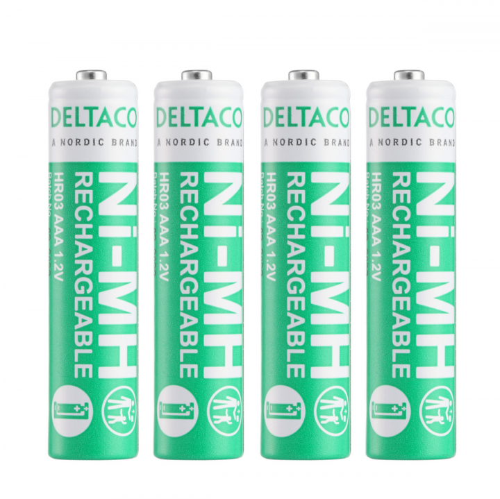 DELTACO Ultimate Ni-Mh oppladbar, LR03/AAA-størrelse, 750 mAh, 4-pk (SG) v:9778693 DELTACO Ultimate Ni-Mh oppladbar, LR03/AAA-størrelse, 750 mAh, 4-pk (SG) v:9778693