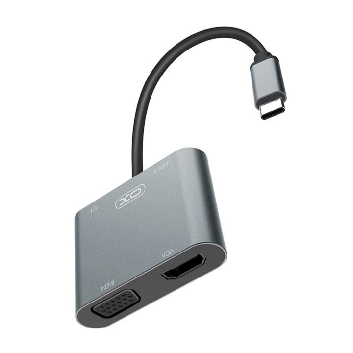 Xo adapter HUB HUB001 4in1 sølv v:9948686