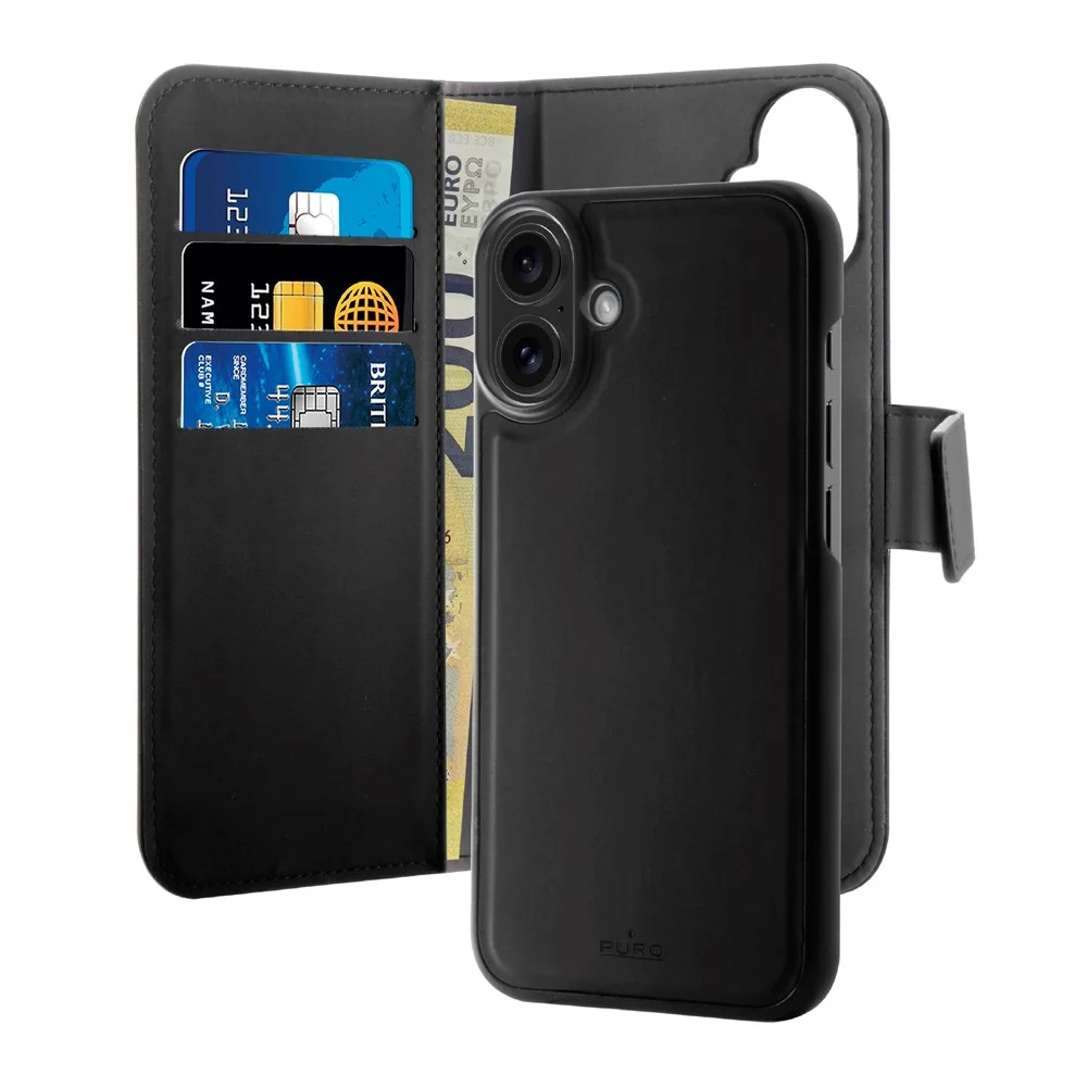 PURO 2-i-1 Flip Deksel – Kunstskinn – iPhone 16 Plus – Svart v:1822891 PURO 2-i-1 Flip Deksel – Kunstskinn – iPhone 16 Plus – Svart v:1822891