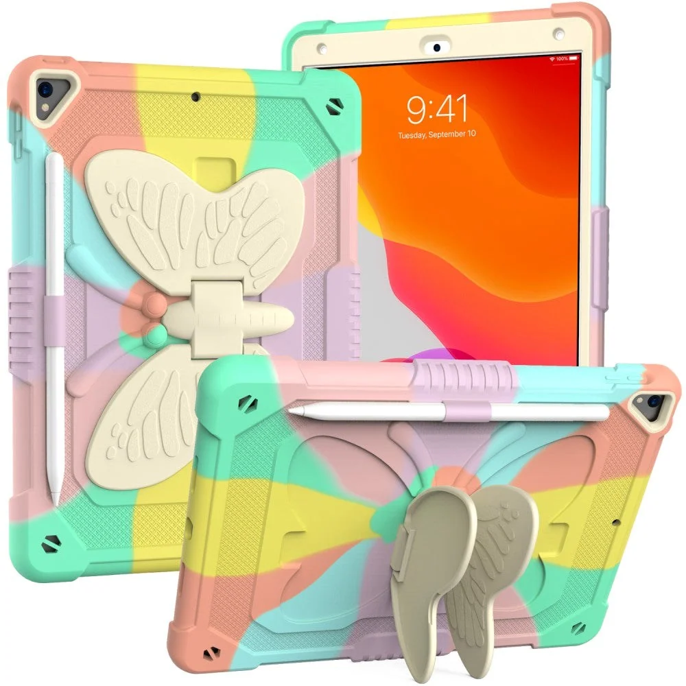 iPad 10.2" (2021 / 2020 / 2019) Butterfly Kickstand Barnedeksel - Regn v:987641