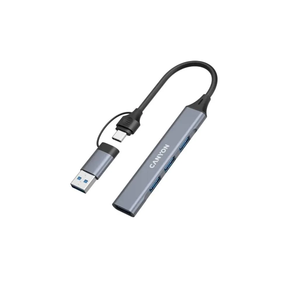Canyon DS-02 4-i-1 USB-A/C Hub – Grå v:4602418 Canyon DS-02 4-i-1 USB-A/C Hub – Grå v:4602418