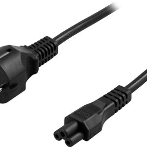 DELTACO apparatkabel, 3-pin för notebook, rak CEE 7/7 – rak IEC C5, 3 v:3689377