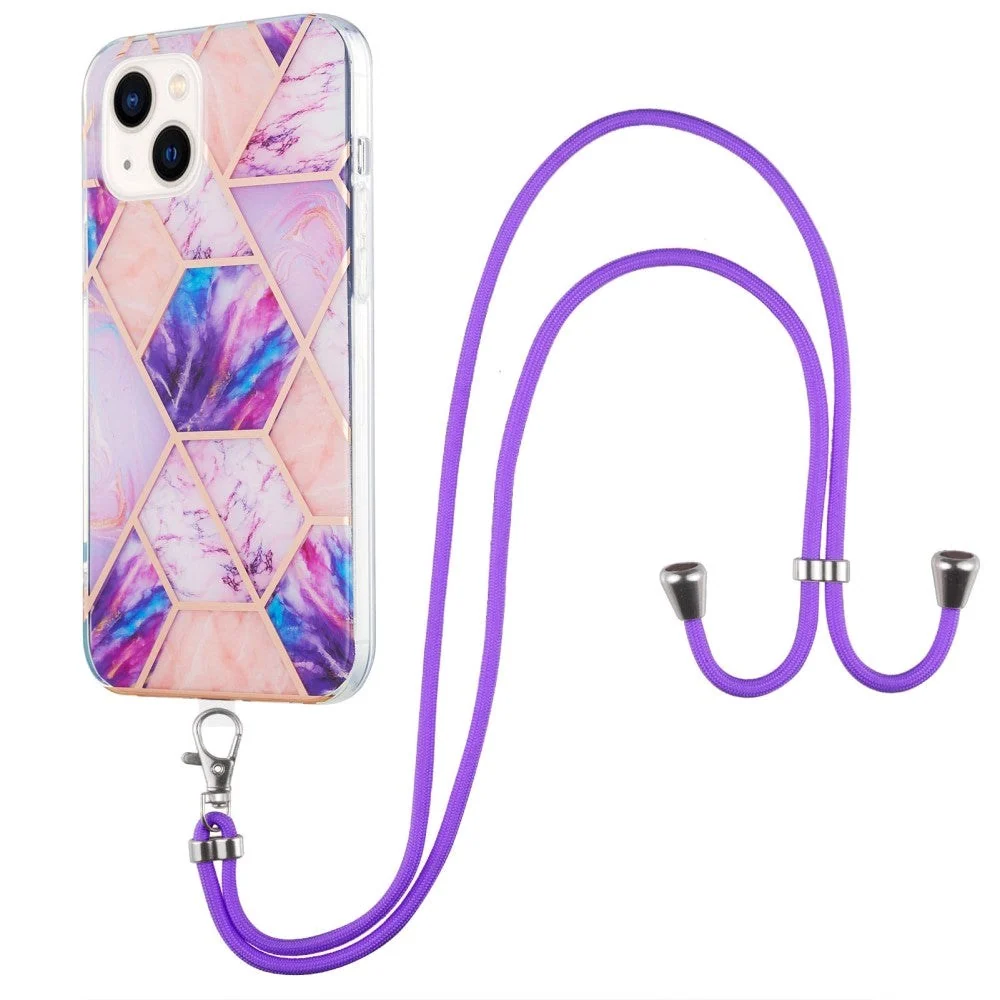 iPhone 14 Plus Fleksibelt Plastdeksel m. Stopp - Marmor - Lys Lilla v:2263728
