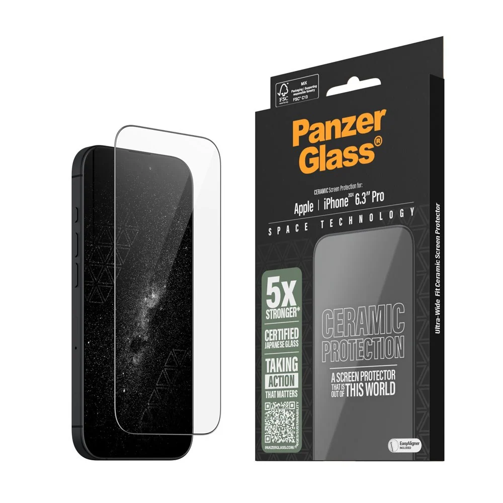 iPhone 16 Pro PanzerGlass Ultra Wide Fit Ceramic Skjermbeskyttelse m. v:4302822 iPhone 16 Pro PanzerGlass Ultra Wide Fit Ceramic Skjermbeskyttelse m. v:4302822