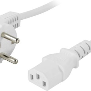 DELTACO apparatkabel, PC vägg, vinklad CEE 7/7 – rak IEC C13, 3m, vit v:8917385 DELTACO apparatkabel, PC vägg, vinklad CEE 7/7 – rak IEC C13, 3m, vit v:8917385