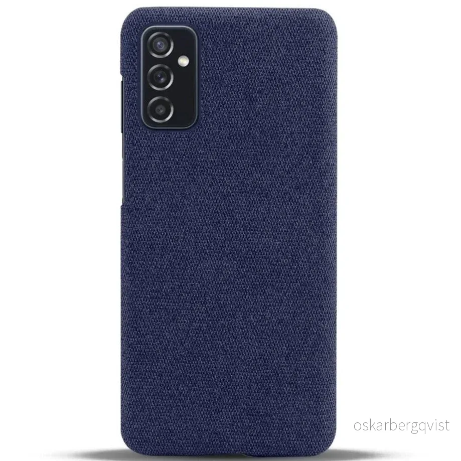 Samsung Galaxy M52 (5G) KSQ Stoff Plast Deksel – Blå v:3087332 Samsung Galaxy M52 (5G) KSQ Stoff Plast Deksel – Blå v:3087332