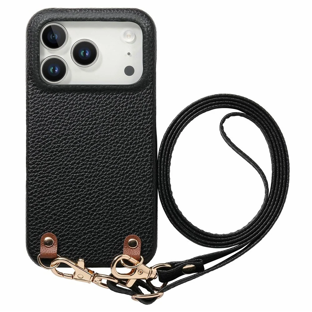 iPhone 17 Pro EIDERWOOD Kunstskinn Bakside Deksel m. Stropp – Svart v:6661614 iPhone 17 Pro EIDERWOOD Kunstskinn Bakside Deksel m. Stropp – Svart v:6661614
