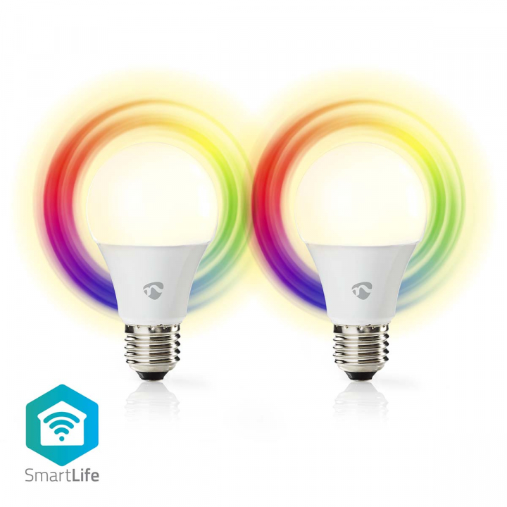 Nedis SmartLife Fullfarge LED-Pære | Wi-Fi | E27 | 806 lm | 9 W | RGB / Varm til avkjølt hvitt | 2700 - 6500 | Android™ / IOS | pære | 2 stk v:9164319