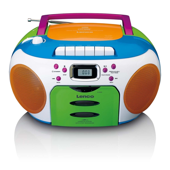 Lenco Bærbar radio med CD og kassett Kids Multi Colour v:8508619 Lenco Bærbar radio med CD og kassett Kids Multi Colour v:8508619