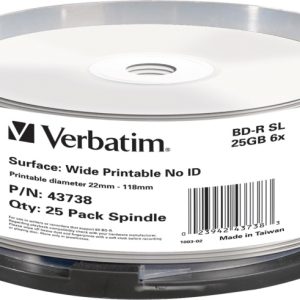 Verbatim BD-R, 6x, 25GB/200min, 25pack spindel, print, Hard Coat, MABL (43738) v:6555750 Verbatim BD-R, 6x, 25GB/200min, 25pack spindel, print, Hard Coat, MABL (43738) v:6555750