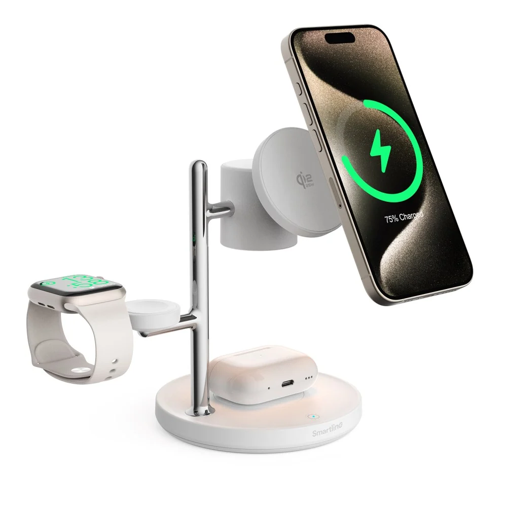 Smartline 3-in-1 Trådløs Lader 25W – Qi2 Kompatibel – Hvit v:8627788 Smartline 3-in-1 Trådløs Lader 25W – Qi2 Kompatibel – Hvit v:8627788