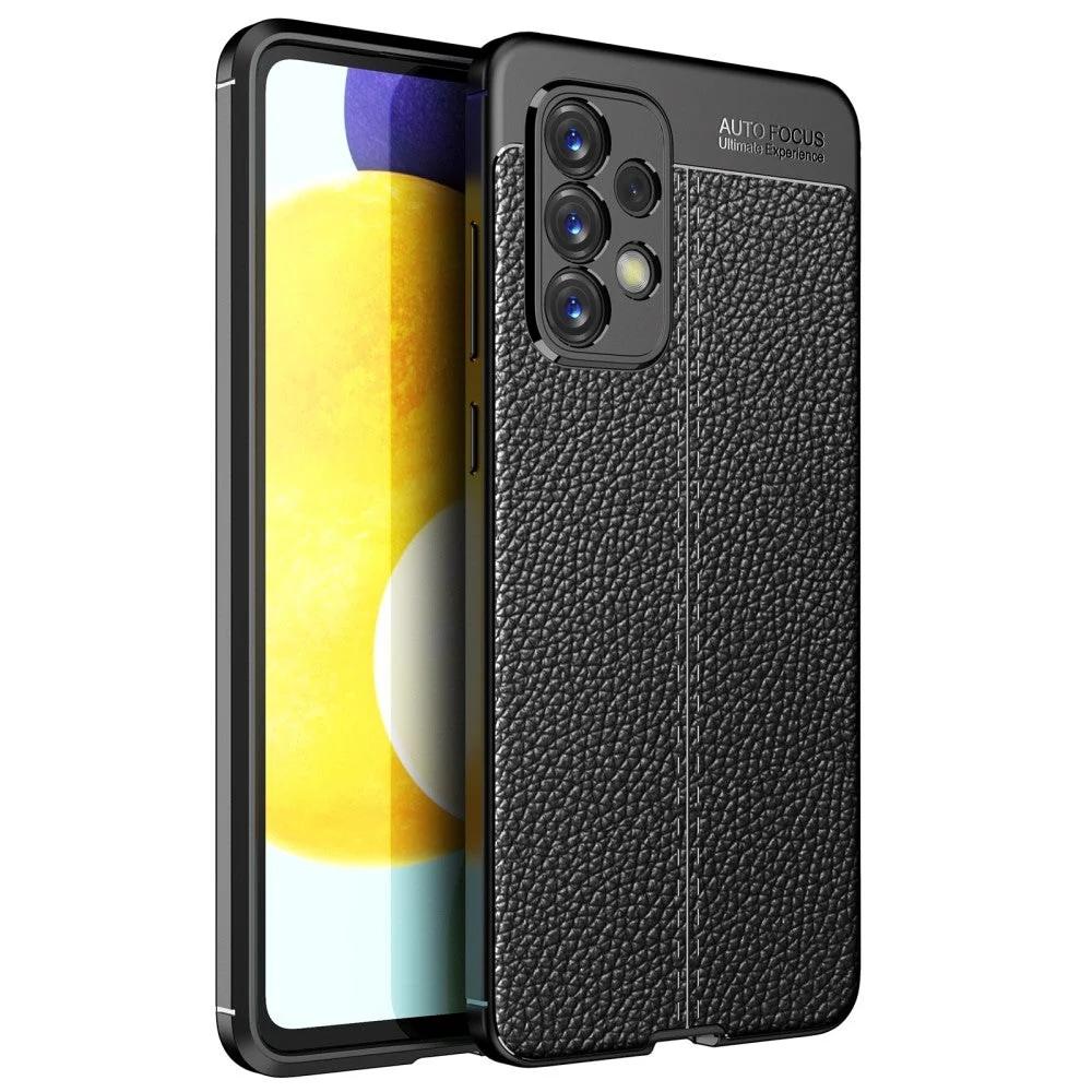 Samsung Galaxy A73 (5G) Fleksibelt Plast Deksel Litchi Tekstur – Svart v:3211437 Samsung Galaxy A73 (5G) Fleksibelt Plast Deksel Litchi Tekstur – Svart v:3211437