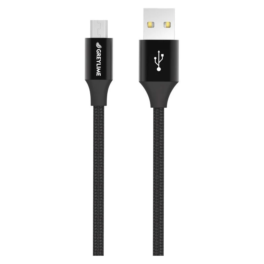 GreyLime Flettet USB-A til Micro USB Kabel 1 meter – Svart v:4728469