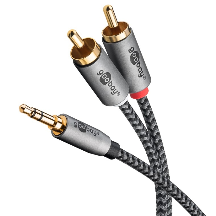 Goobay Audioadapterkabel AUX, 3,5 mm jack til stereo RCA-plugg, 2 m Pawl 3,5 mm plugg (3-pinners, stereo) > 2x RCA-plugg (lyd venstre/høyre) v:9610845