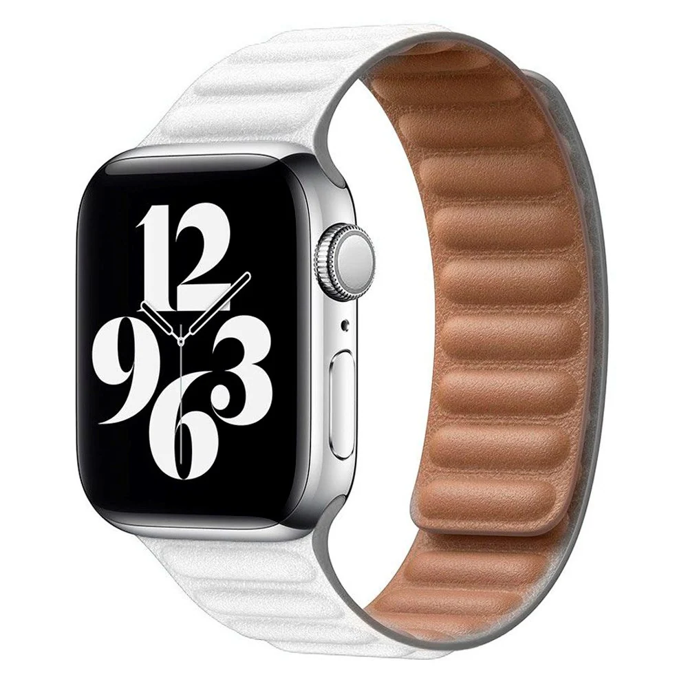 Lippa Apple Watch (42/44/SE/45/46/49mm) Magnetisk Skinnreim – Hvit v:7583647 Lippa Apple Watch (42/44/SE/45/46/49mm) Magnetisk Skinnreim – Hvit v:7583647