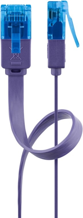 Goobay CAT 6A flat patchkabel, U/UTP, fiolett kobberleder (CU), 1 m v:3824688 Goobay CAT 6A flat patchkabel, U/UTP, fiolett kobberleder (CU), 1 m v:3824688
