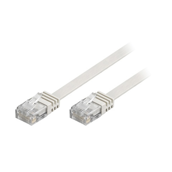 Flat U/UTP Cat5e patchkabel, gullbelagte kontakter, 15m, hvit v:7995044