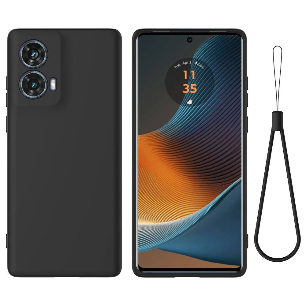 Motorola Moto G85 (5G) Liquid Silikon Deksel med Stropp – Svart v:4515970 Motorola Moto G85 (5G) Liquid Silikon Deksel med Stropp – Svart v:4515970