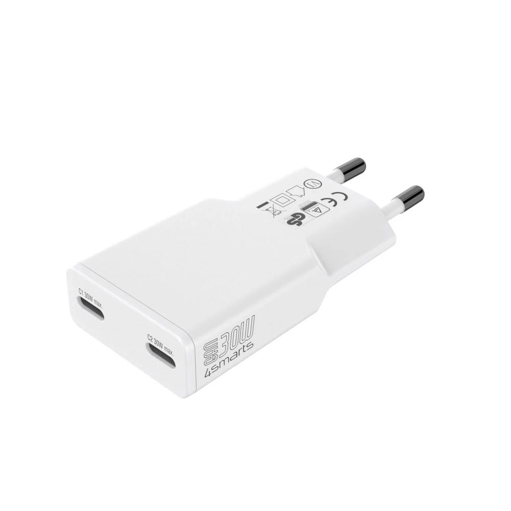 4smarts PDPlug Slim 30W Vegglader med 2 x USB-C – Hvit v:4751519 4smarts PDPlug Slim 30W Vegglader med 2 x USB-C – Hvit v:4751519