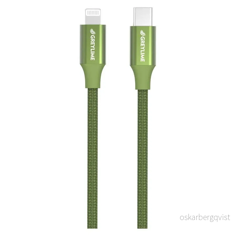 GreyLime 18W Flettet USB-C til Lightning Kabel 1 meter – Grønn v:2057594 GreyLime 18W Flettet USB-C til Lightning Kabel 1 meter – Grønn v:2057594