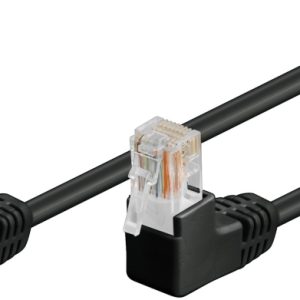 Goobay Kretskabel CAT 5e, 2x 90° vinklet, U/UTP, svart, 1 m kobberbelagt aluminiumtråd (CCA), 2x RJ45-plugg 90° (8P8C) v:3011176 Goobay Kretskabel CAT 5e, 2x 90° vinklet, U/UTP, svart, 1 m kobberbelagt aluminiumtråd (CCA), 2x RJ45-plugg 90° (8P8C) v:3011176