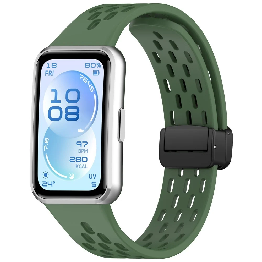 Huawei Band 11 / 11 Pro EIDERWOOD Perforert Silikonrem – Grønn v:6262433 Huawei Band 11 / 11 Pro EIDERWOOD Perforert Silikonrem – Grønn v:6262433