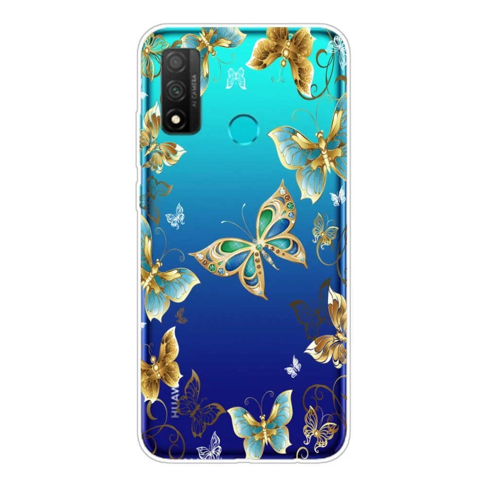 Huawei P Smart (2020) Fleksibelt Deksel - Gull Sommerfugler v:8035521