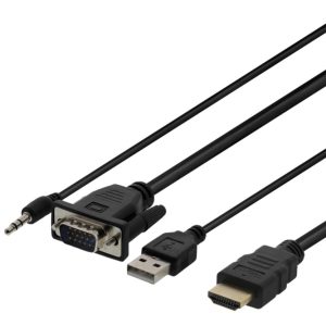DELTACO VGA til HDMI- og lydkabel, 2 m, FHD, strømtilførsel via USB, svart v:3346001 DELTACO VGA til HDMI- og lydkabel, 2 m, FHD, strømtilførsel via USB, svart v:3346001