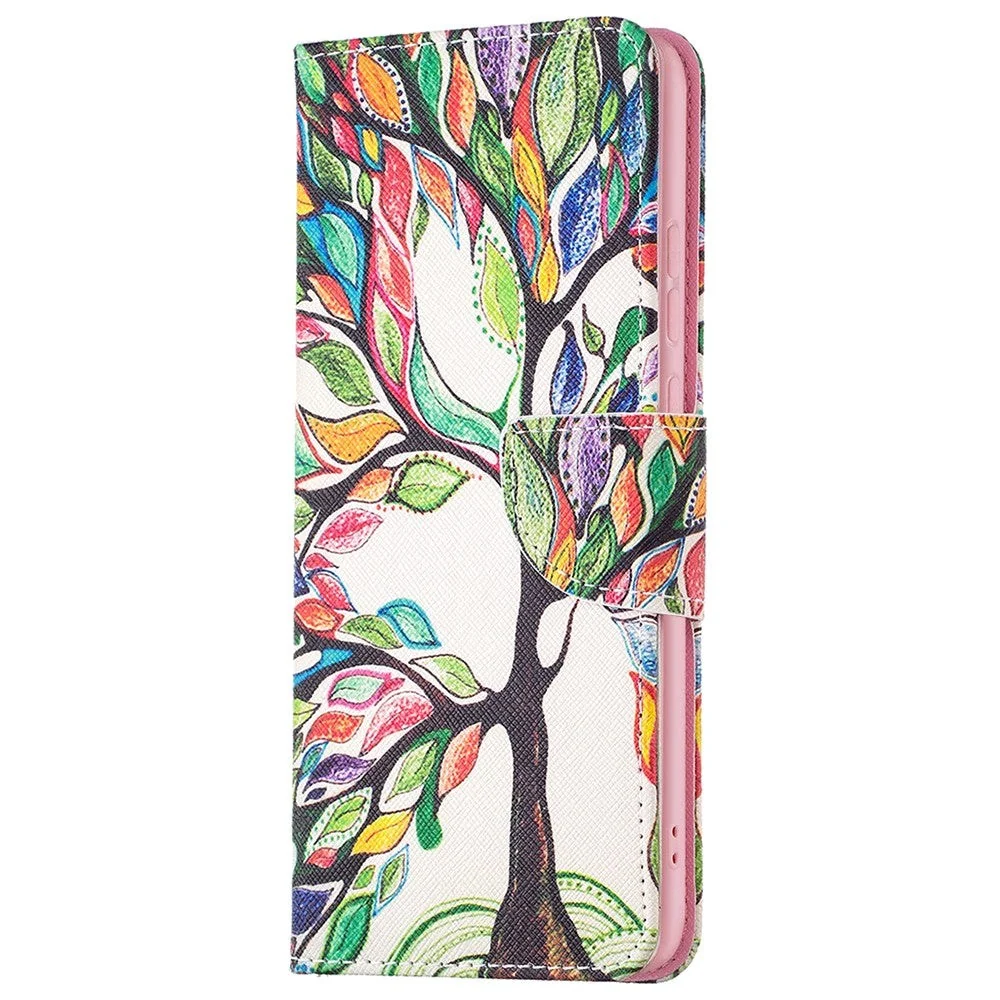 Samsung Galaxy A03-deksel Med Stor Lommebok i PU Skinn - Fargerikt Tre v:1359535