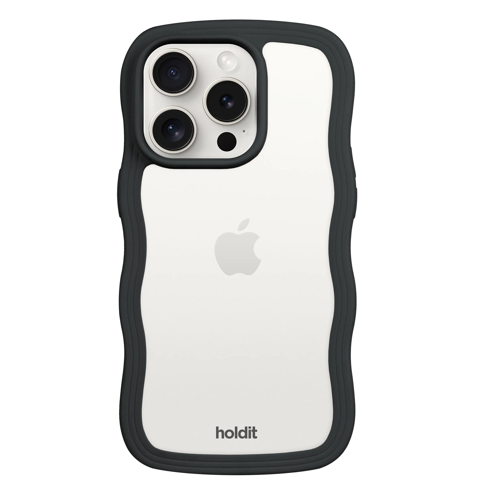 Holdit iPhone 15 Pro Max Wavy Deksel - Black / Transparent v:7784975
