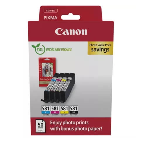 Canon Blekk 2106C006 CLI-581 Multipack + papir v:7825848