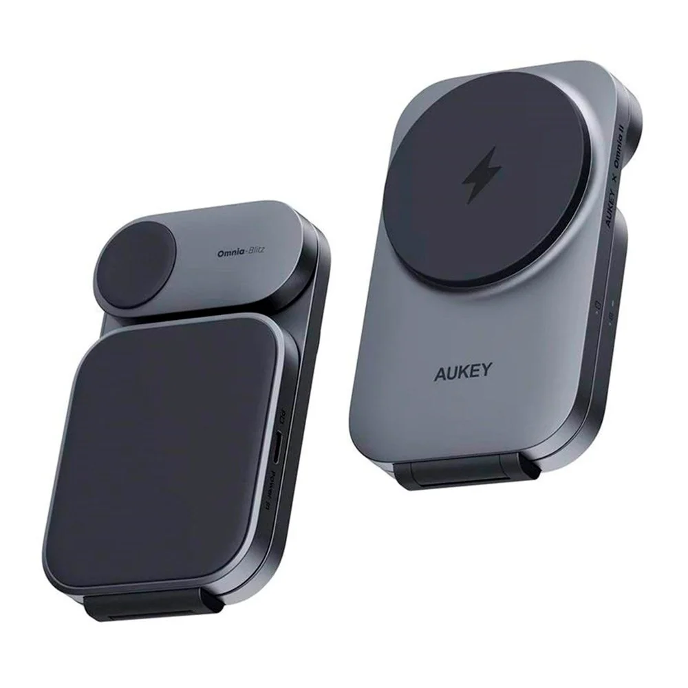Aukey MagFusion 3-i-1 Magnetisk Foldbar Trådløs Lader – MagSafe Kompat v:3134235 Aukey MagFusion 3-i-1 Magnetisk Foldbar Trådløs Lader – MagSafe Kompat v:3134235