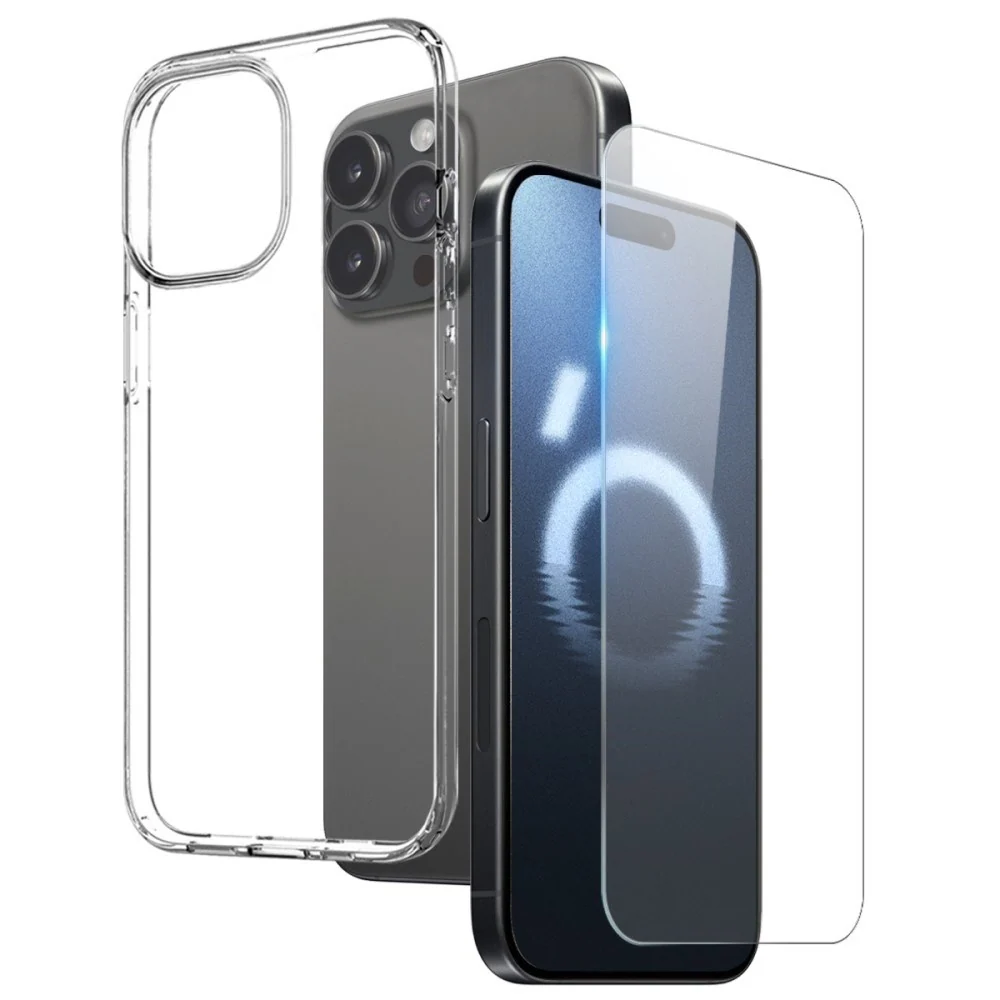 iPhone 16 Pro Max 2-i-1 Herdet Glass Skjermbeskytter og Fleksibelt Pla v:3008244 iPhone 16 Pro Max 2-i-1 Herdet Glass Skjermbeskytter og Fleksibelt Pla v:3008244