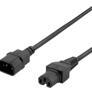 DELTACO 2 m jordingskabel IEC 60320 C15 – IEC6320 C14, 250V/10A, svart v:7391871 DELTACO 2 m jordingskabel IEC 60320 C15 – IEC6320 C14, 250V/10A, svart v:7391871