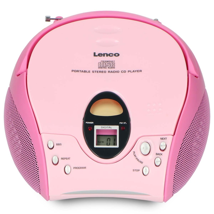 Lenco Bærbar FM-radio med CD Pink v:2114478 Lenco Bærbar FM-radio med CD Pink v:2114478