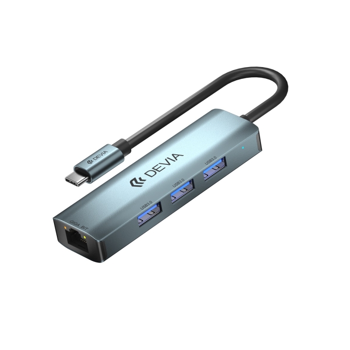 Devia adapter HUB 4in1 EC621 USB-C 3.1 til 3x USB 3.0 + RJ45 dyp grå v:9793592 Devia adapter HUB 4in1 EC621 USB-C 3.1 til 3x USB 3.0 + RJ45 dyp grå v:9793592
