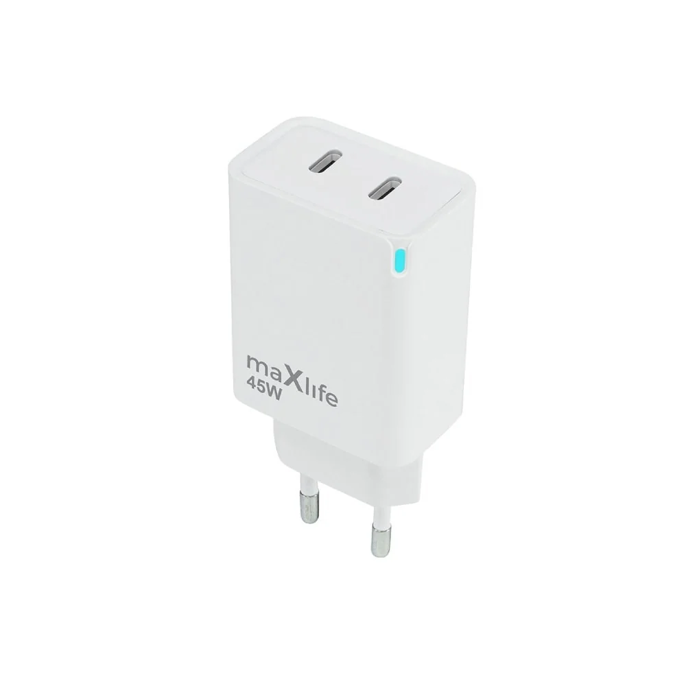 Maxlife 45W Vegglader med 2 x USB-C – Hvit v:3478229 Maxlife 45W Vegglader med 2 x USB-C – Hvit v:3478229
