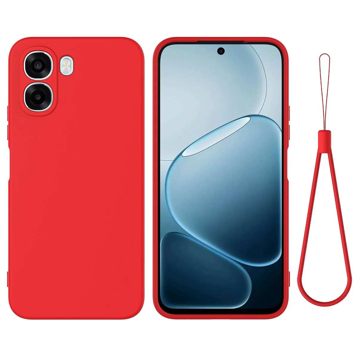 OPPO A6x EIDERWOOD Silikon Deksel med Stropp - Rød v:3749433